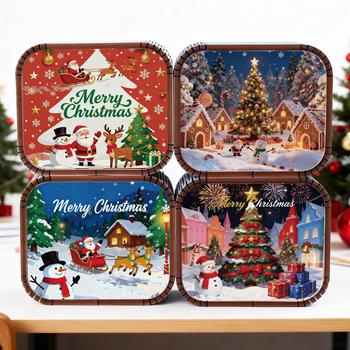 Drevená mini vianočná hudobná kazeta s mechanickým pohonom, štýl kreslený, tlač a UV tlač, možnosť potlače loga, prispôsobiteľný