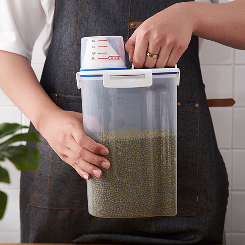 Κουτί διατήρησης φρεσκότητας για ξηρά προϊόντα – φορητό δοχείο με σφραγιζόμενο καπάκι και ενσωματωμένη μετρητική κούπα, PP, 2.1–3L