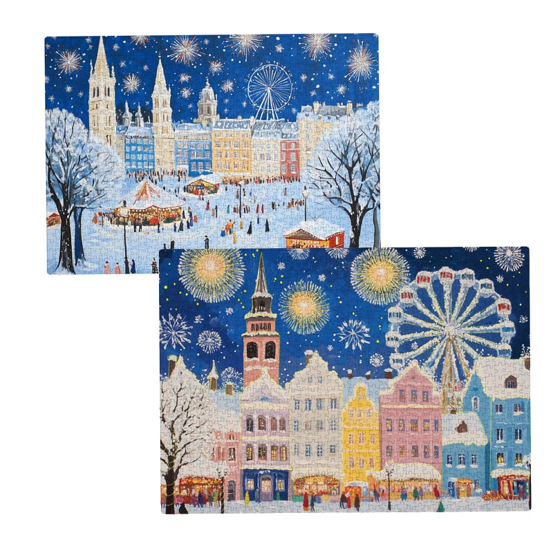 1000-dijelni puzzle s zlatnim otisnutim reljefom, dvostruko slojevita bijela kartonska tekstura, DIY božićni puzzle, debljina 2 mm