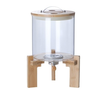 Δοχείο αποθήκευσης από γυαλί μποροσίλικατ με καπάκι από μπαμπού και στεγανού τύπου στόμιο για το χύσιμο, μοντέρνο μινιμαλιστικό στυλ, χωρητικότητα 5 L+