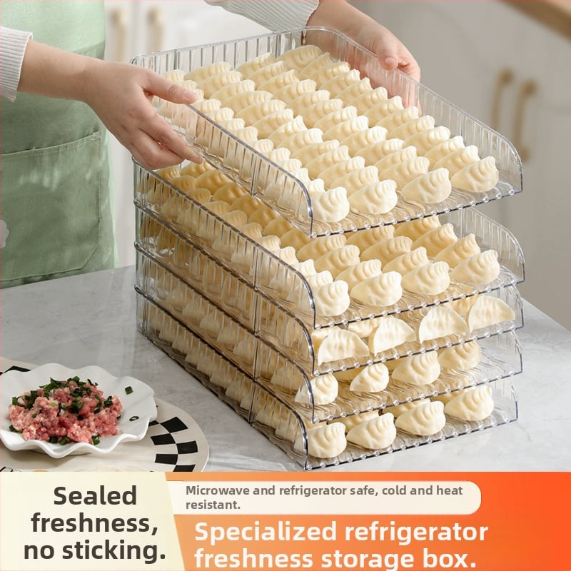 Nokedli tároló doboz fedélfüggönylel, nagy kapacitás, élelmiszer-minőségű műanyag, egyszerű dizájn, többszintű tárolási rendszer