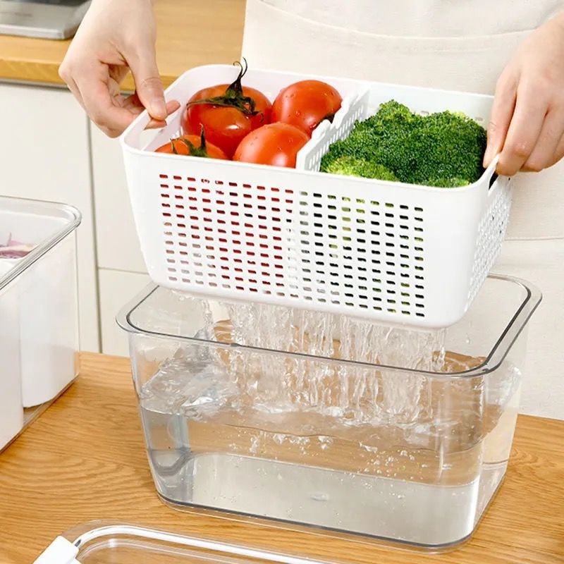 Plastična kutija za pohranu u japanskom stilu, s drenažom, za hladnjak, voće i povrće