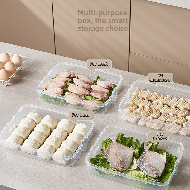 Gombóc és wonton tároló doboz, Élelmiszer-minőségű műanyag, Egyszerű stílus, Alacsony nyomású tasakos csomagolás, Súlyváltozatok: 218 g / 336 g / 456 g / 576 g