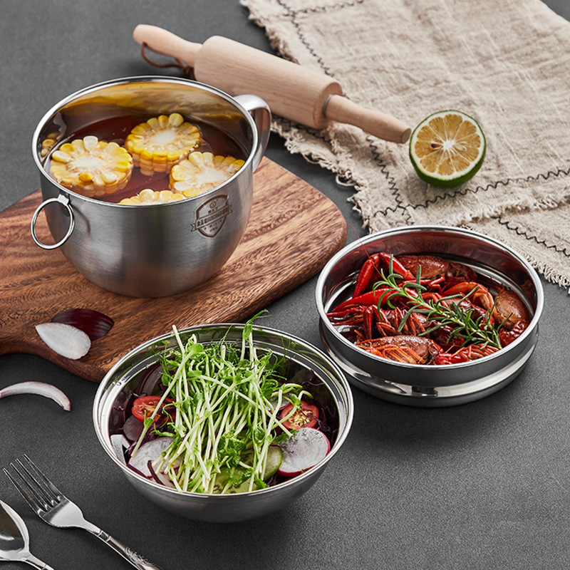 Kutija za ručak od 304 nehrđajućeg čelika, tri sloja, okrugla, s poklopcem