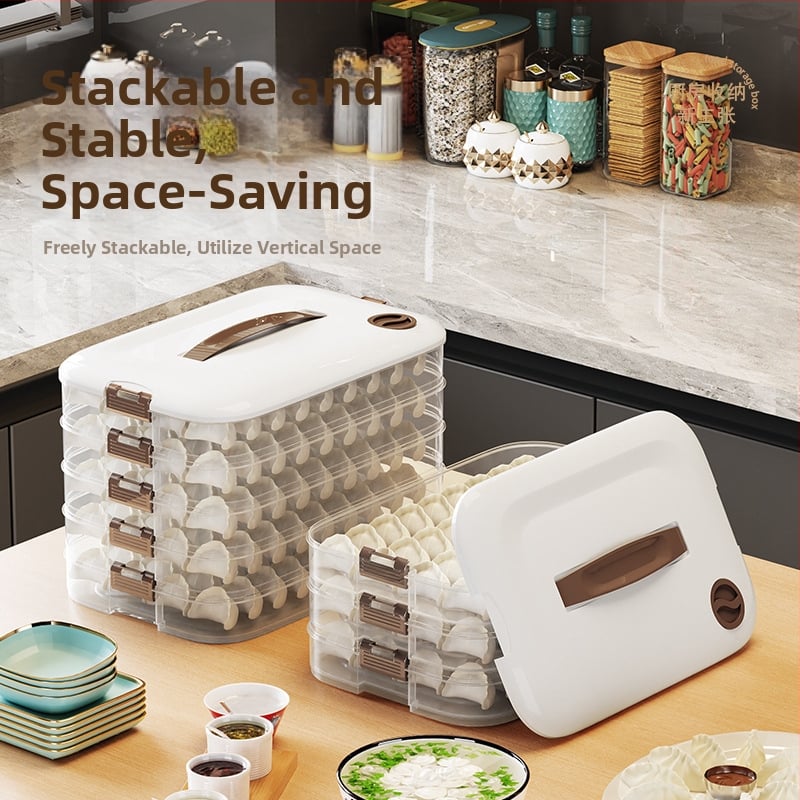 Gombóc tároló doboz – Élelmiszer-minőségű műanyag, Időzített fagyasztás, Többszintes, Nagy kapacitás, Könnyed luxus stílus