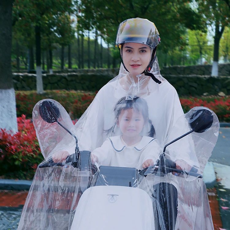 Пончо за велосипед, прозрачно PVC, водоустойчив PU слой, многоразово използваемо, с лого