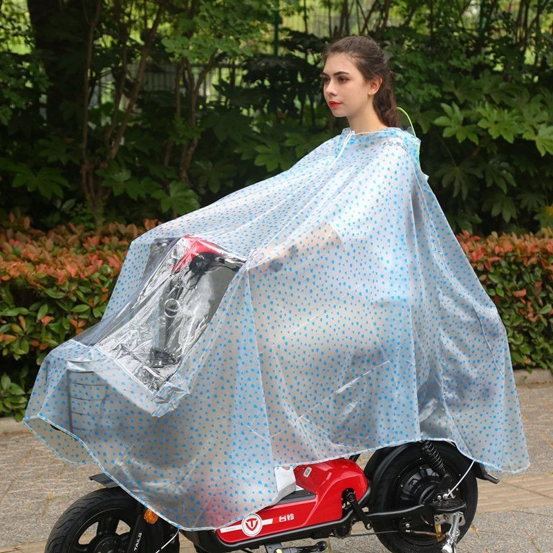 Пончо за велосипед, прозрачно PVC, водоустойчив PU слой, многоразово използваемо, с лого