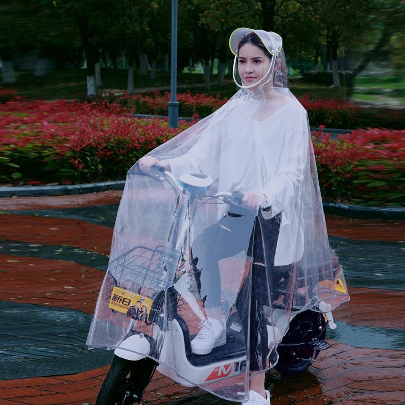 Пончо за велосипед, прозрачно PVC, водоустойчив PU слой, многоразово използваемо, с лого