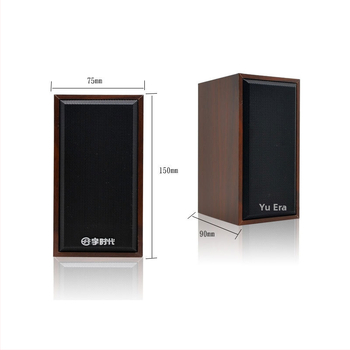 Lefei'er V-07 Drevený reproduktor – USB napájajúci mini stolný reproduktor so 2 reproduktormi, 3,5 mm vstup, 40 Hz-20 kHz, 3 W