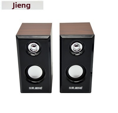 Lefei'er V-07 Drevený reproduktor – USB napájajúci mini stolný reproduktor so 2 reproduktormi, 3,5 mm vstup, 40 Hz-20 kHz, 3 W