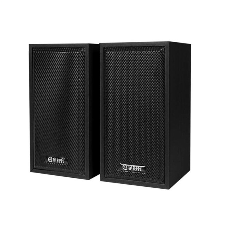 Lefei'er V-07 Drevený reproduktor – USB napájajúci mini stolný reproduktor so 2 reproduktormi, 3,5 mm vstup, 40 Hz-20 kHz, 3 W