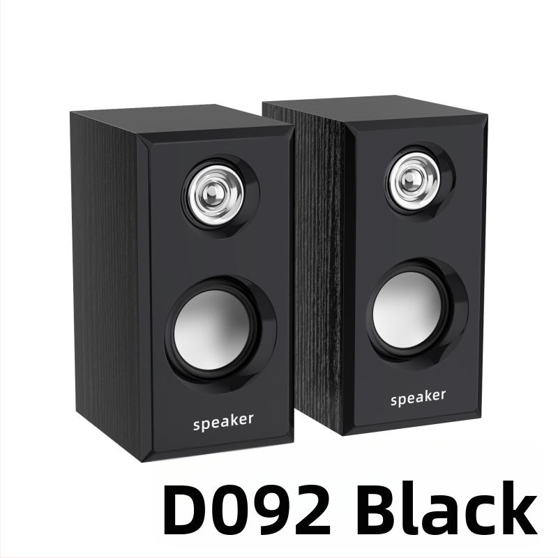 Lefei'er V-07 Drevený reproduktor – USB napájajúci mini stolný reproduktor so 2 reproduktormi, 3,5 mm vstup, 40 Hz-20 kHz, 3 W