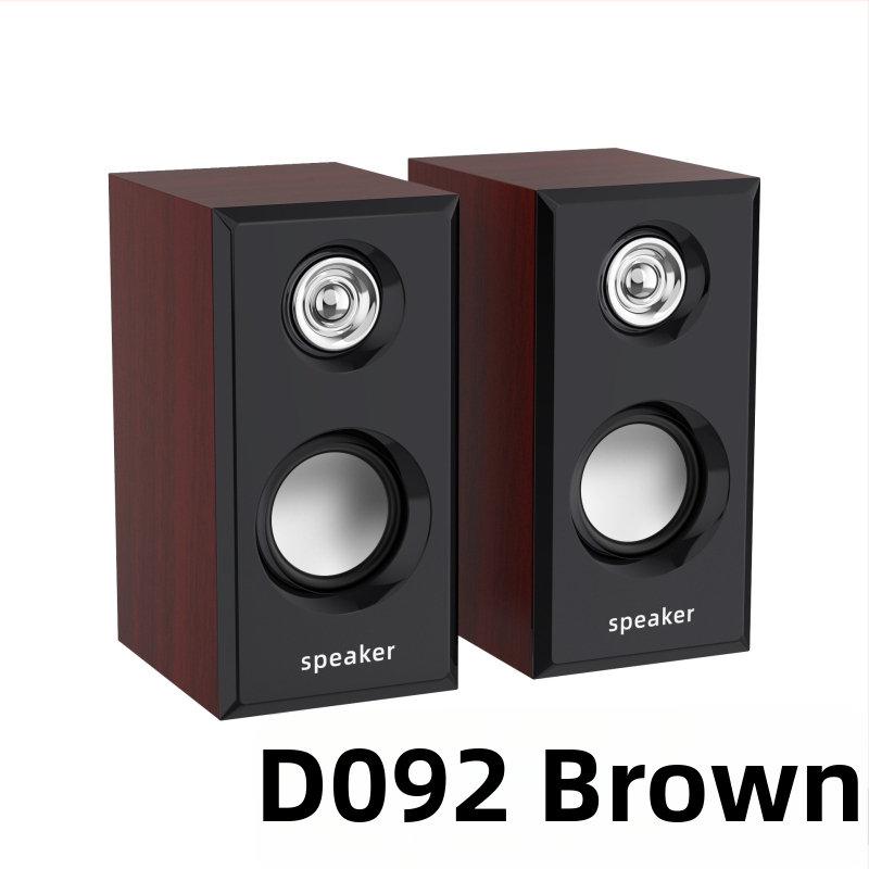 Lefei'er V-07 Drevený reproduktor – USB napájajúci mini stolný reproduktor so 2 reproduktormi, 3,5 mm vstup, 40 Hz-20 kHz, 3 W