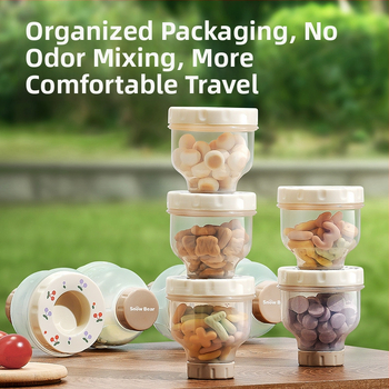 Little White Bear Detská nádoba na mlieko v prášku – prenášateľná, so štyrmi priehradkami, uzatvárateľná, s vysokou kapacitou