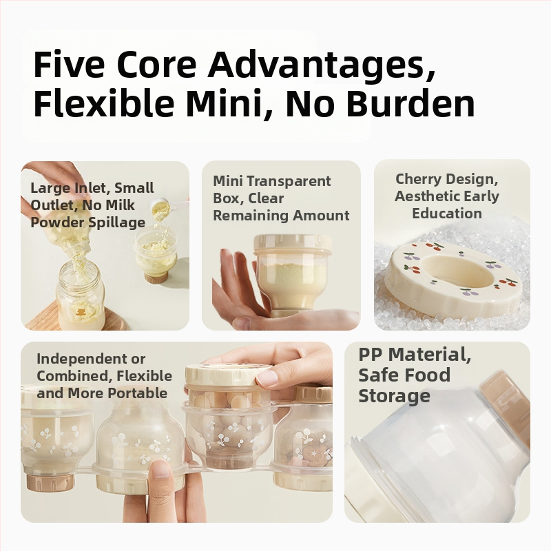 Little White Bear Detská nádoba na mlieko v prášku – prenášateľná, so štyrmi priehradkami, uzatvárateľná, s vysokou kapacitou