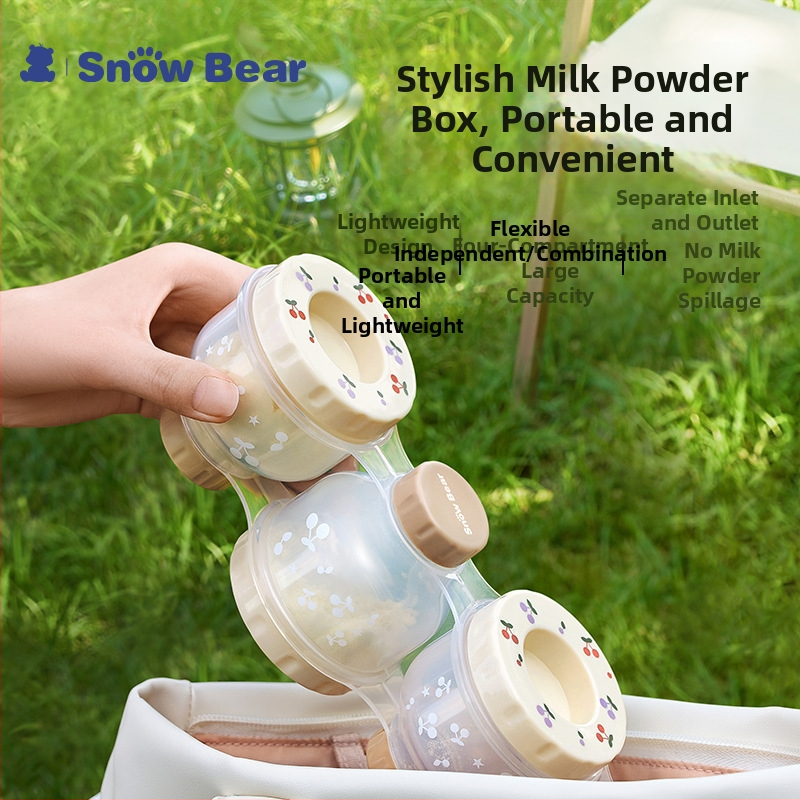 Little White Bear Detská nádoba na mlieko v prášku – prenášateľná, so štyrmi priehradkami, uzatvárateľná, s vysokou kapacitou