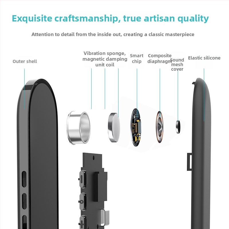Ηχείο με οστική αγωγή, Bluetooth 5.3, εμβέλεια 10 m, εύρος 100 Hz–20 kHz, SNR ≥75 dB, ενσωματωμένη μπαταρία 300–500 mAh