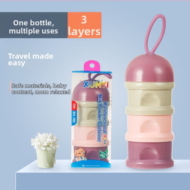 Smoked plastový box na mlieko pre deti – tri priehradky, tri vrstvy, veľká kapacita, vhodné od narodenia po 3 roky