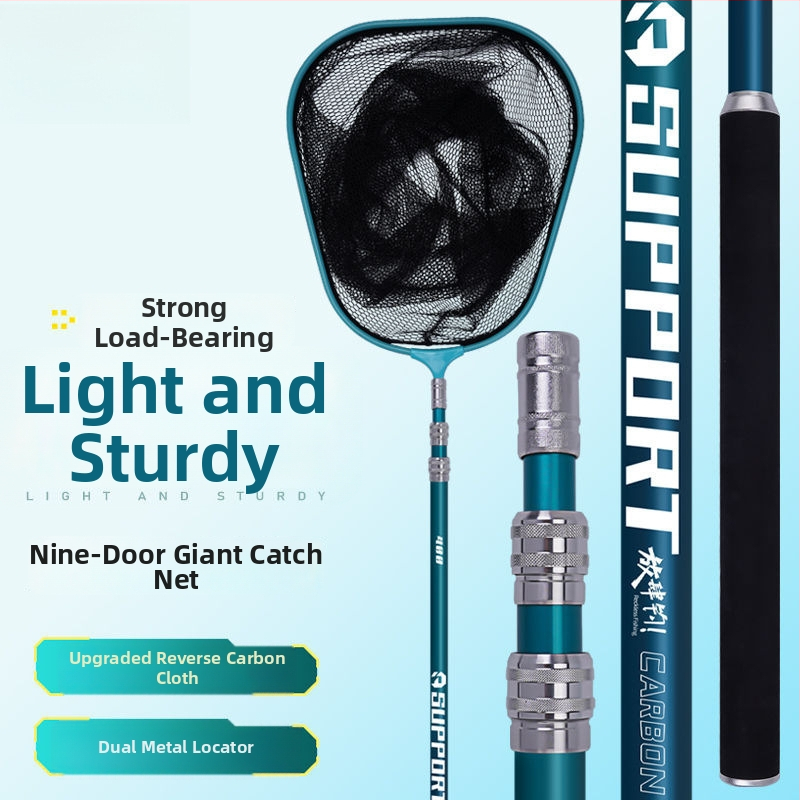 Set tijă plasă de pescuit din fibră de carbon — ultra-ușoară, ultra-rigidă, țintă neagră pentru ape adânci, set complet, cod produs Kip26156515