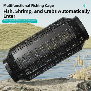 Cușcă de pescuit din PP, plasă fină, capcană multi-scop, șnur de strângere la intrarea peștilor
