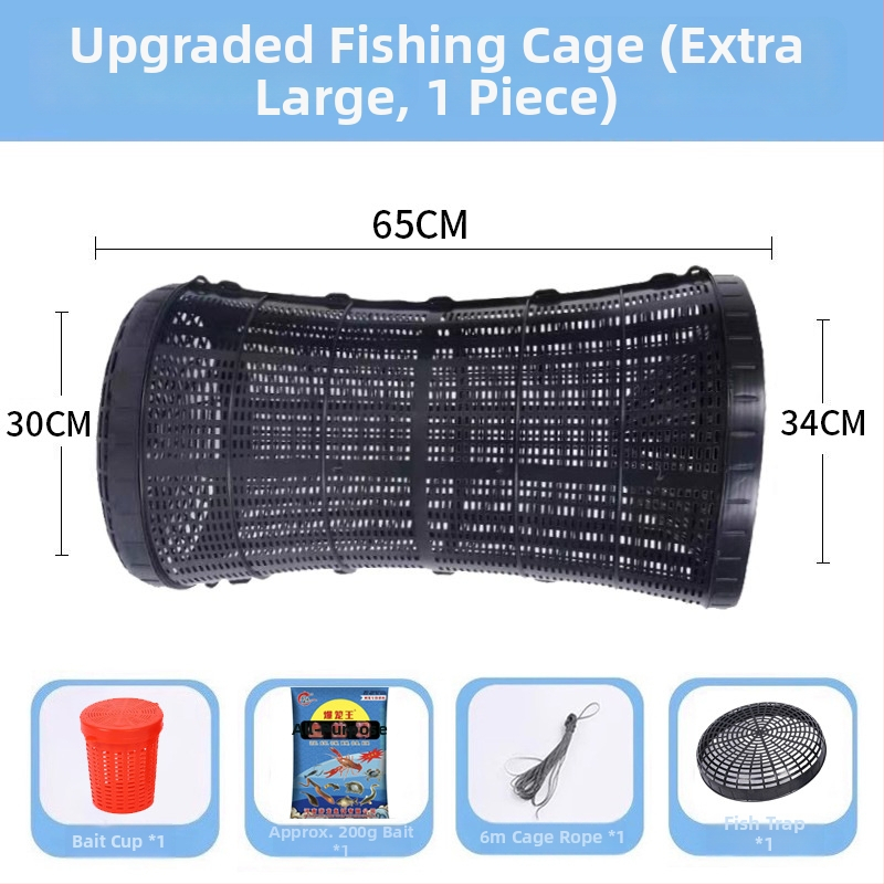 Cușcă de pescuit din PP, plasă fină, capcană multi-scop, șnur de strângere la intrarea peștilor