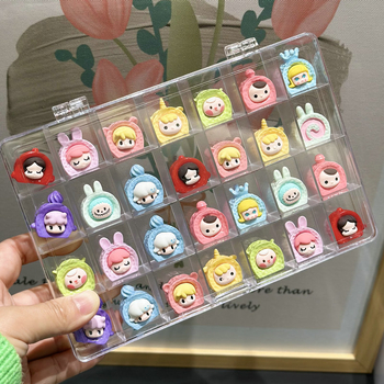 Kutija za stolnu pohranu s 28 pretinaca, prozirne fiksne pregrade, PS materijal, kapacitet 2 L, s poklopcem