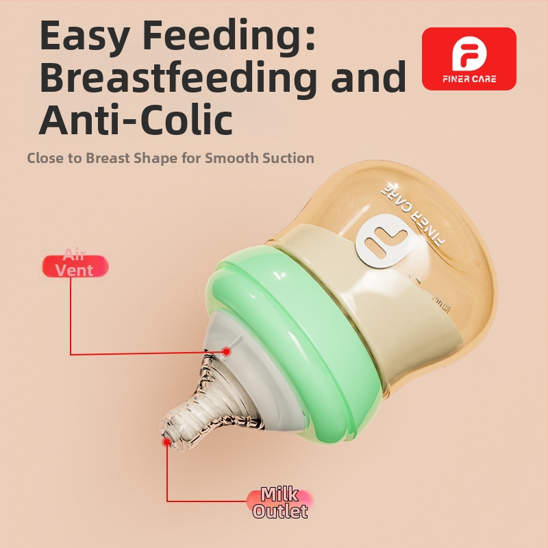 Finercare PPSU fľaša pre novorodencov, široké hrdlo, oblý tvar, bez rukoväte