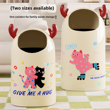 Κουτί απορριμμάτων με καρτούν σχέδιο, ανοικτό χωρίς καπάκι, πλαστικό, 12 L ή περισσότερο, κυλινδικού σχήματος, οικιακή χρήση