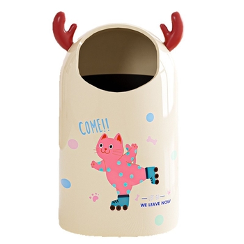 Κουτί απορριμμάτων με καρτούν σχέδιο, ανοικτό χωρίς καπάκι, πλαστικό, 12 L ή περισσότερο, κυλινδικού σχήματος, οικιακή χρήση