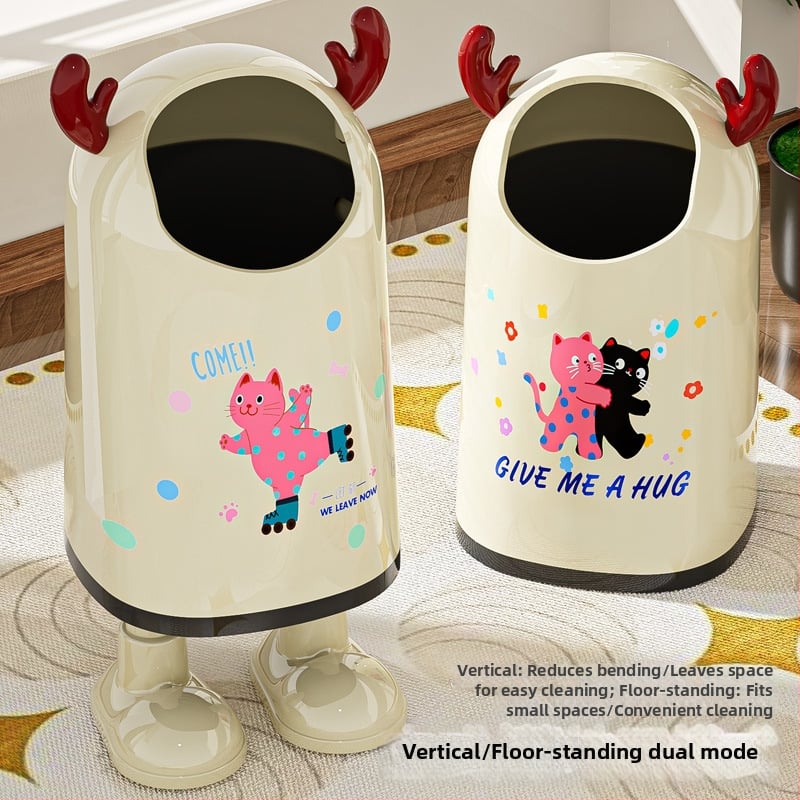 Κουτί απορριμμάτων με καρτούν σχέδιο, ανοικτό χωρίς καπάκι, πλαστικό, 12 L ή περισσότερο, κυλινδικού σχήματος, οικιακή χρήση