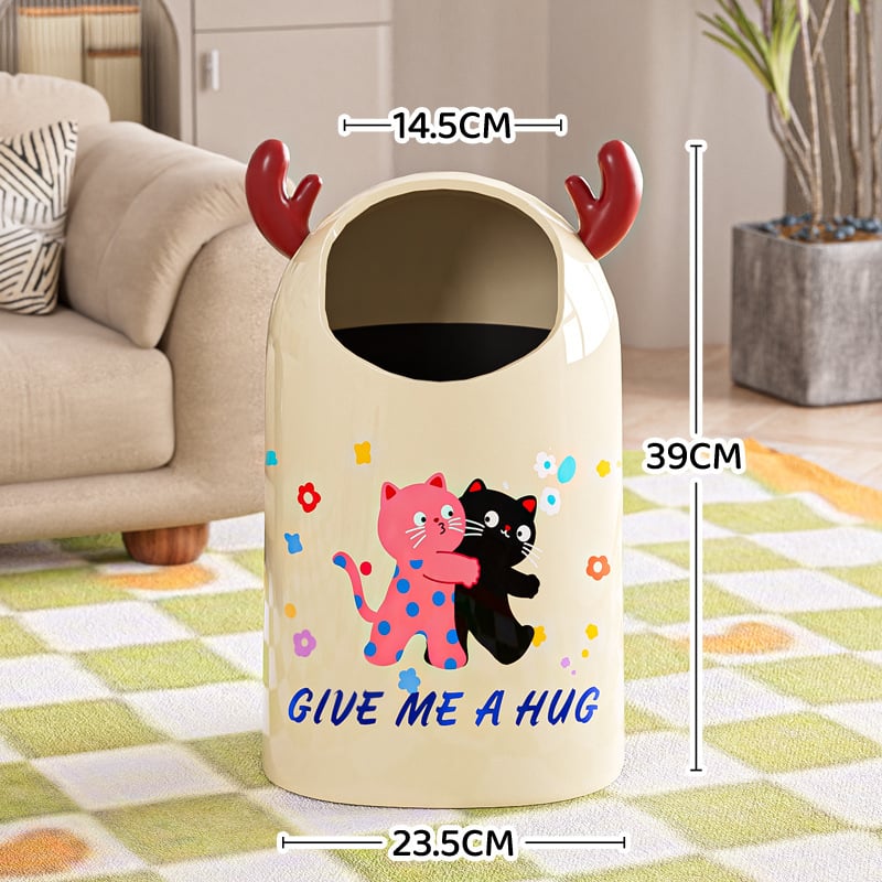 Κουτί απορριμμάτων με καρτούν σχέδιο, ανοικτό χωρίς καπάκι, πλαστικό, 12 L ή περισσότερο, κυλινδικού σχήματος, οικιακή χρήση