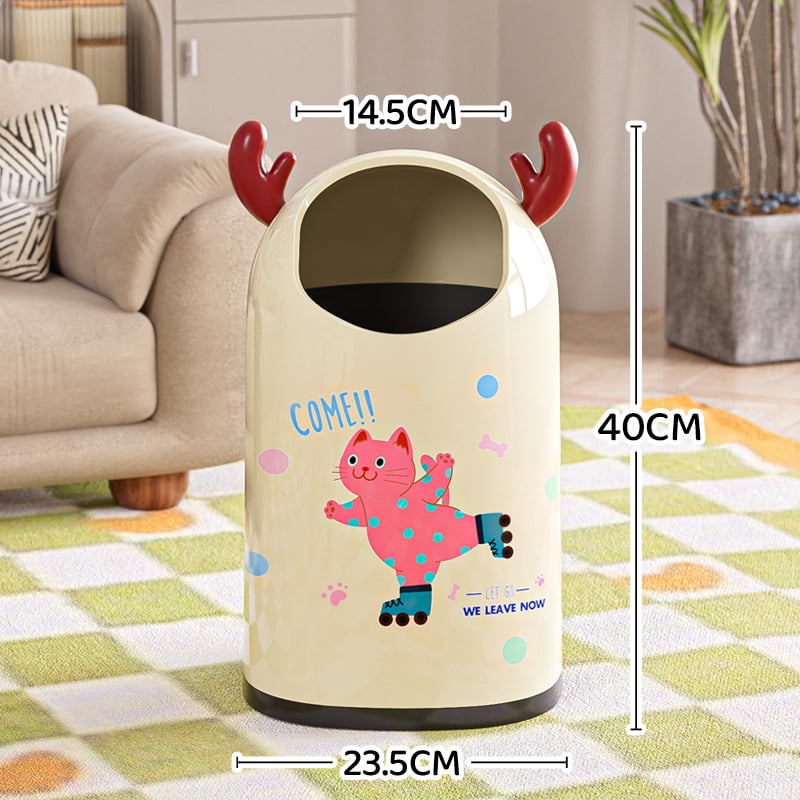 Κουτί απορριμμάτων με καρτούν σχέδιο, ανοικτό χωρίς καπάκι, πλαστικό, 12 L ή περισσότερο, κυλινδικού σχήματος, οικιακή χρήση