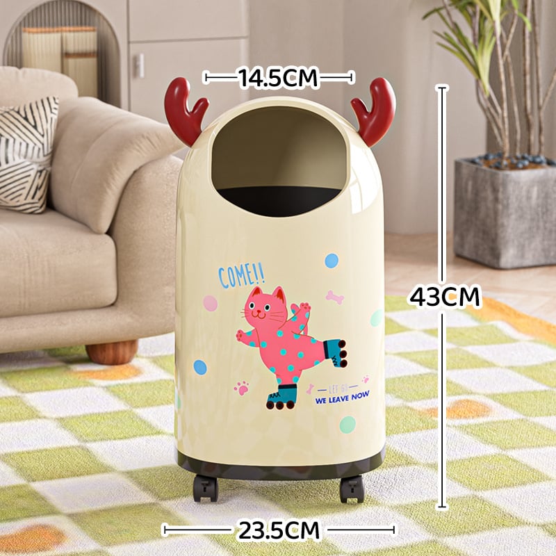 Κουτί απορριμμάτων με καρτούν σχέδιο, ανοικτό χωρίς καπάκι, πλαστικό, 12 L ή περισσότερο, κυλινδικού σχήματος, οικιακή χρήση