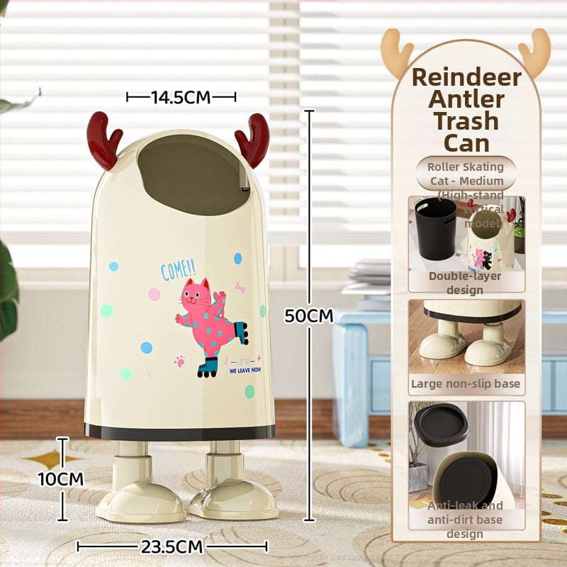 Κουτί απορριμμάτων με καρτούν σχέδιο, ανοικτό χωρίς καπάκι, πλαστικό, 12 L ή περισσότερο, κυλινδικού σχήματος, οικιακή χρήση