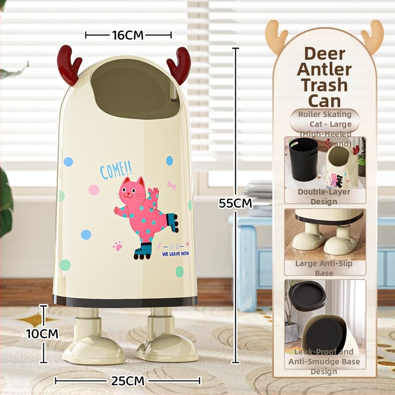 Κουτί απορριμμάτων με καρτούν σχέδιο, ανοικτό χωρίς καπάκι, πλαστικό, 12 L ή περισσότερο, κυλινδικού σχήματος, οικιακή χρήση