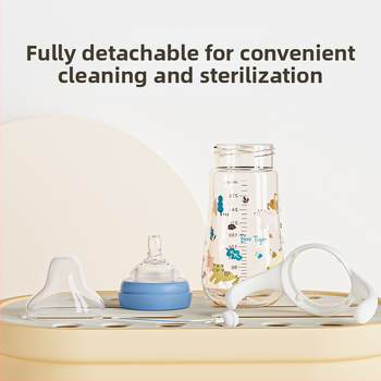 PPSU fľaša s širokým hrdlom, tri použitia, zaoblený tvar s držadlom, možnosť potlače loga, 80/240/280 ml