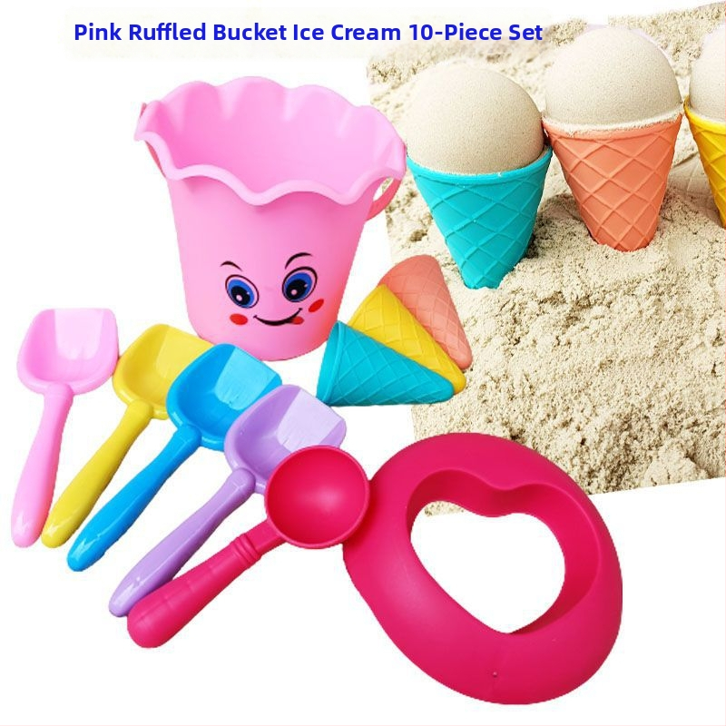 Σετ παιδικών παιχνιδιών για την παραλία με κουβά για άμμο σε θέμα παγωτό – πλαστικό, συσκευασία σε έγχρωμο κουτί, 3C πιστοποίηση 2023152202047939