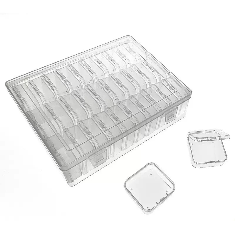 Set kutija za pohranu perlica sa poklopcem: 1 velika kutija + 30 malih kutija, PP materijal, pravokutni oblik, 1 L kapacitet