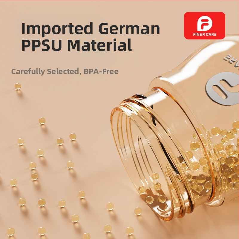 PPSU fľaša pre novorodencov, proti nafukovaniu, so širokým otvorom, zakrivený tvar, bez držadla