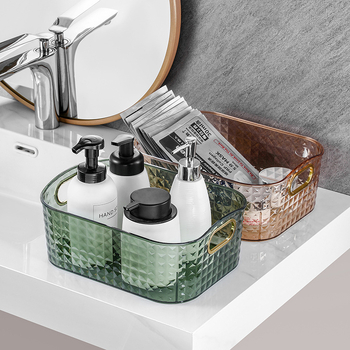 Wulan козметична кутия за бюро, пластмасов организатор с диамантен мотив, луксозен стил, печатано лого, персонализиране