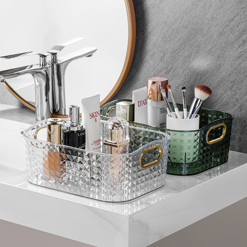 Wulan козметична кутия за бюро, пластмасов организатор с диамантен мотив, луксозен стил, печатано лого, персонализиране