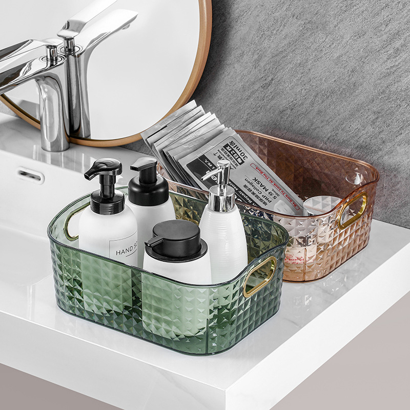 Wulan козметична кутия за бюро, пластмасов организатор с диамантен мотив, луксозен стил, печатано лого, персонализиране