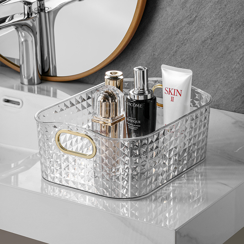 Wulan козметична кутия за бюро, пластмасов организатор с диамантен мотив, луксозен стил, печатано лого, персонализиране