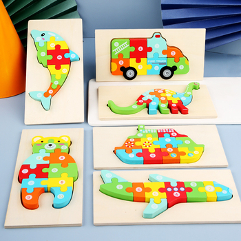 Drveni 3D puzzle s kopčom – edukativna igračka za djecu 4–6 godina, blister pakiranje