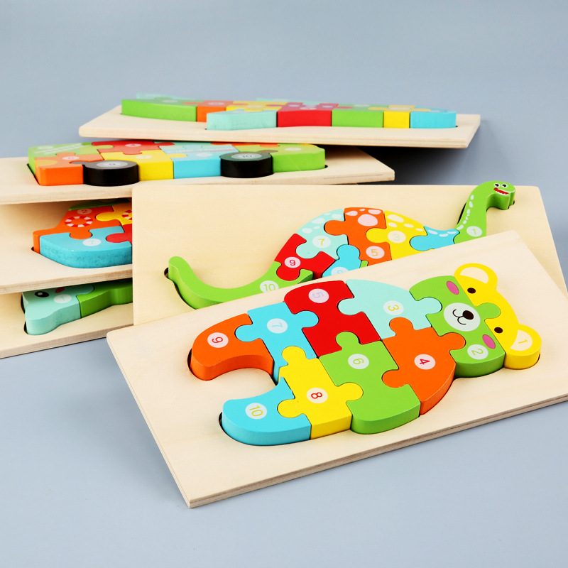 Drveni 3D puzzle s kopčom – edukativna igračka za djecu 4–6 godina, blister pakiranje