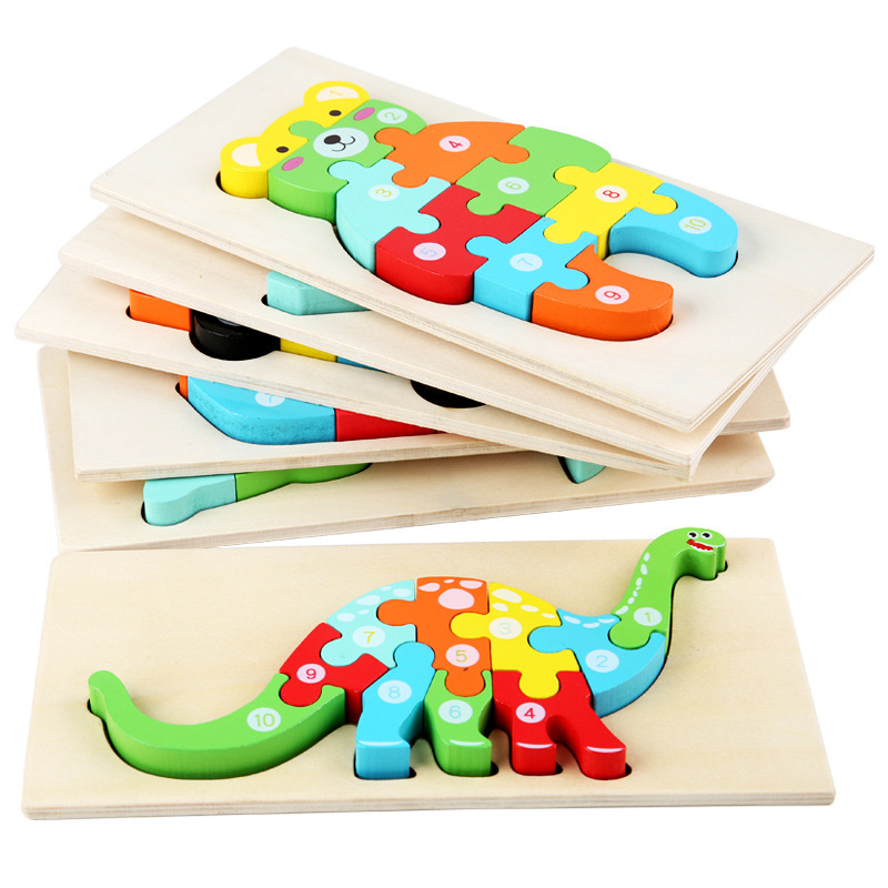 Drveni 3D puzzle s kopčom – edukativna igračka za djecu 4–6 godina, blister pakiranje