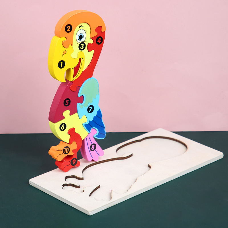 Drveni 3D puzzle s kopčom – edukativna igračka za djecu 4–6 godina, blister pakiranje