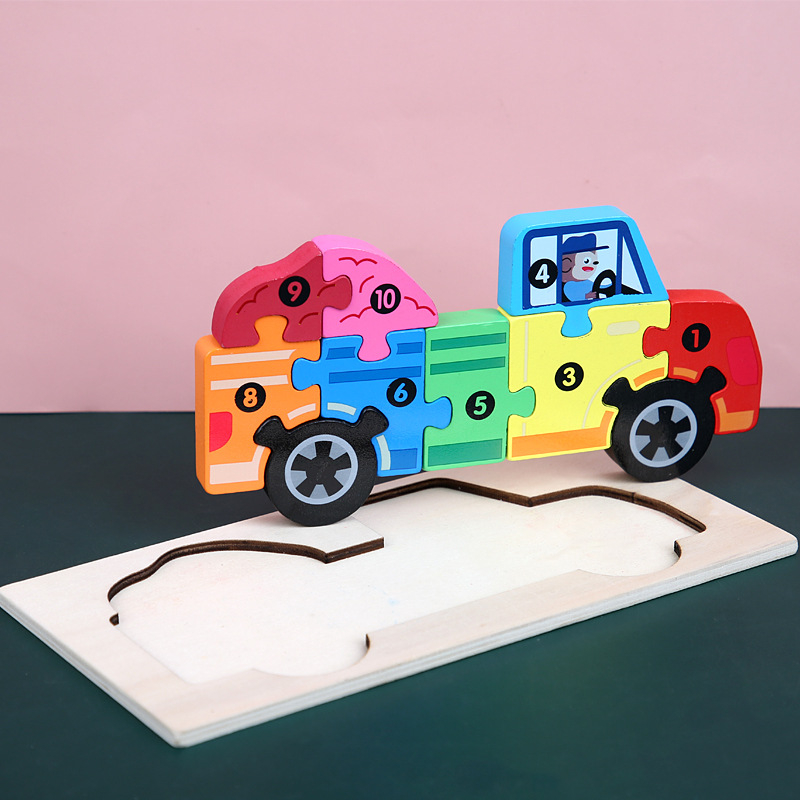 Drveni 3D puzzle s kopčom – edukativna igračka za djecu 4–6 godina, blister pakiranje
