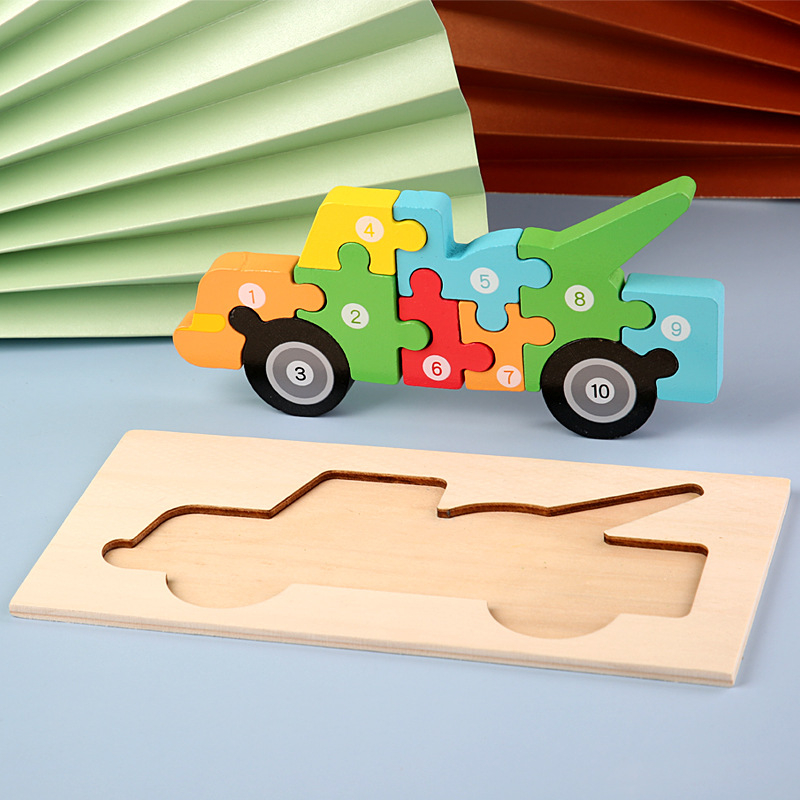 Drveni 3D puzzle s kopčom – edukativna igračka za djecu 4–6 godina, blister pakiranje