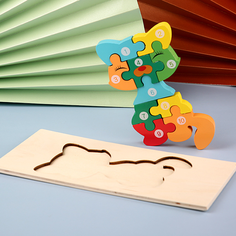 Drveni 3D puzzle s kopčom – edukativna igračka za djecu 4–6 godina, blister pakiranje